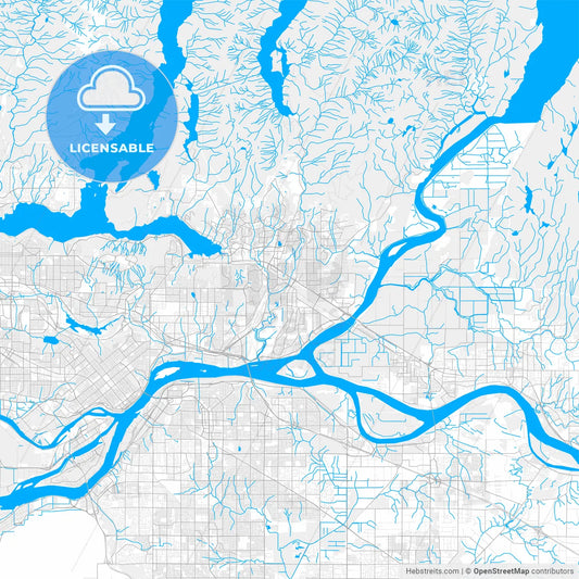 Rich detailed vector map of Port Coquitlam, British Columbia, Canada