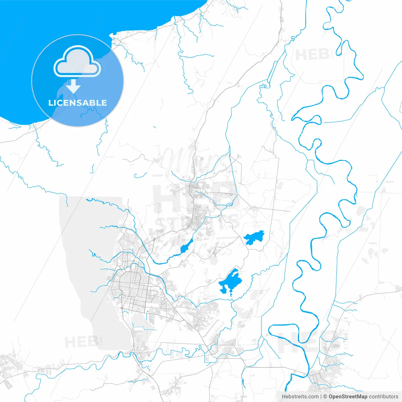 Rich detailed vector map of Choloma, Cortés, Honduras