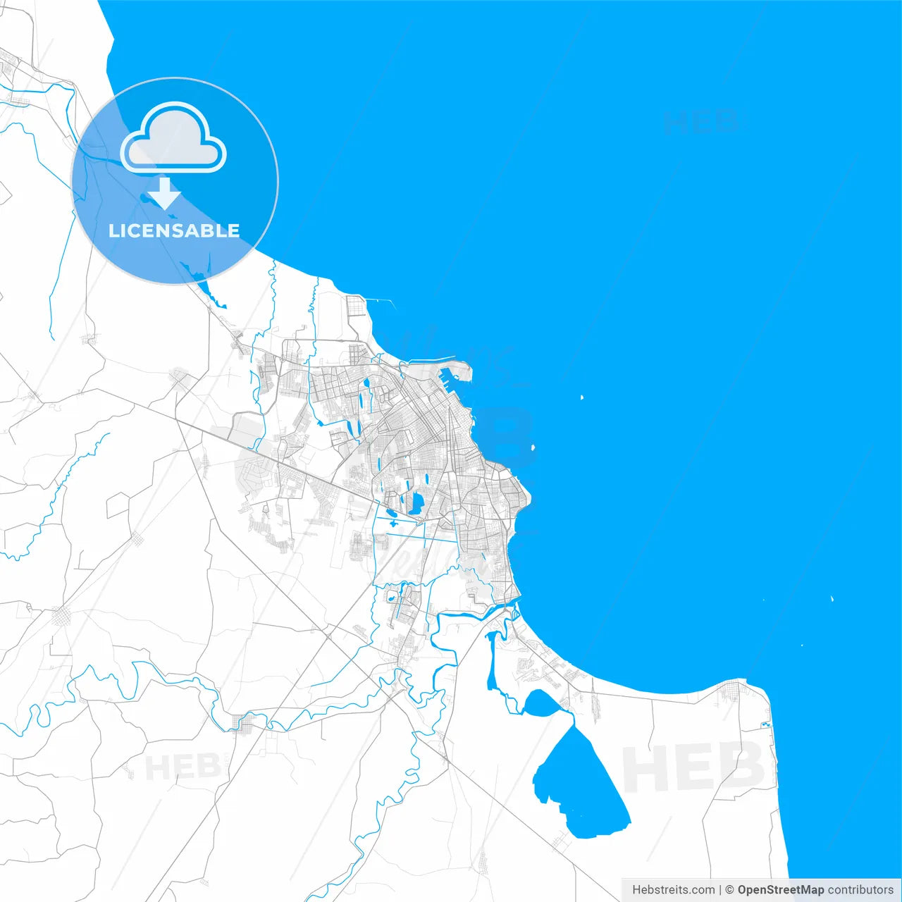 Rich detailed vector map of Heroica Veracruz, Veracruz, Mexico