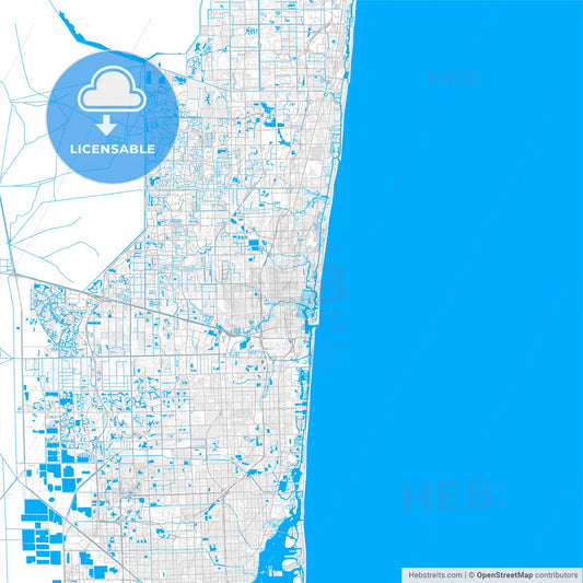 Rich detailed vector map of Fort Lauderdale, Florida, USA