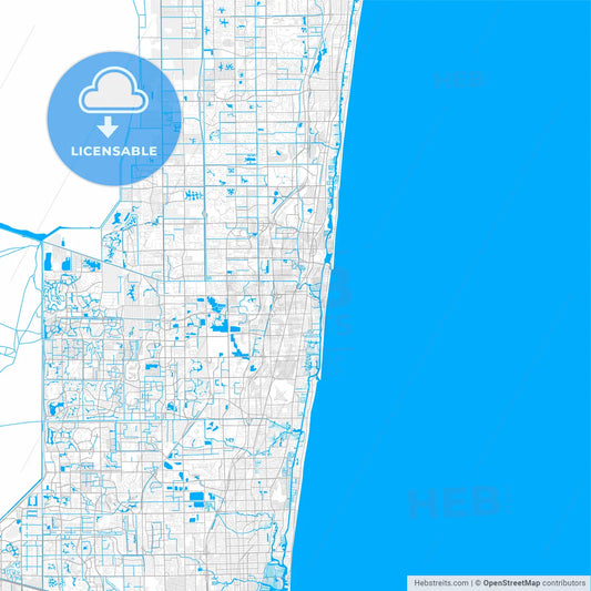 Rich detailed vector map of Deerfield Beach, Florida, USA