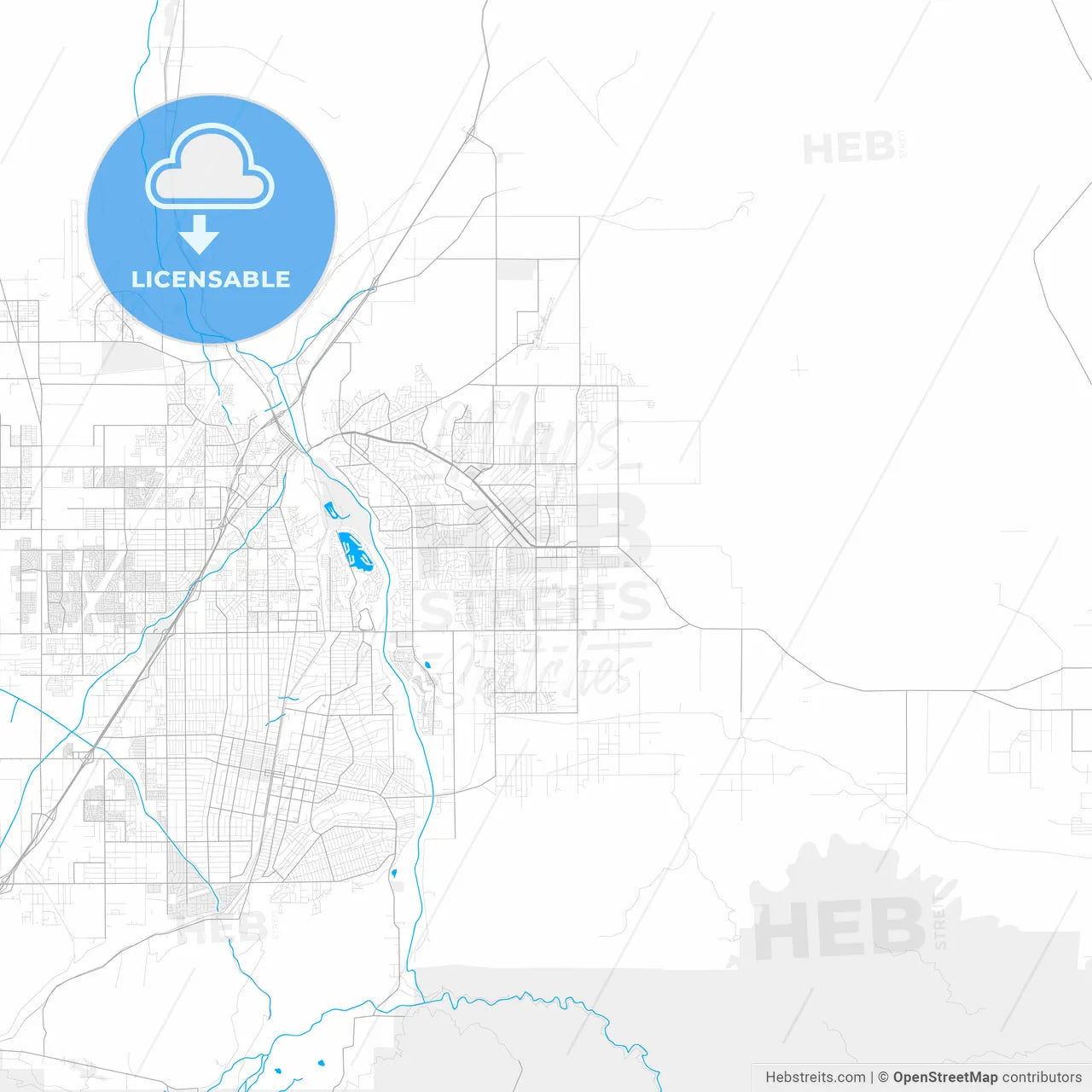 Rich detailed vector map of Apple Valley, California, USA