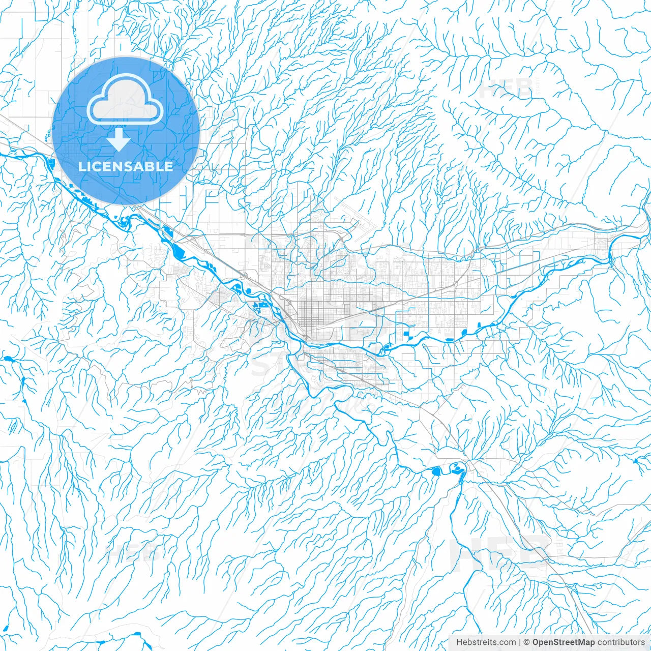 Rich detailed vector map of Grand Junction, Colorado, USA