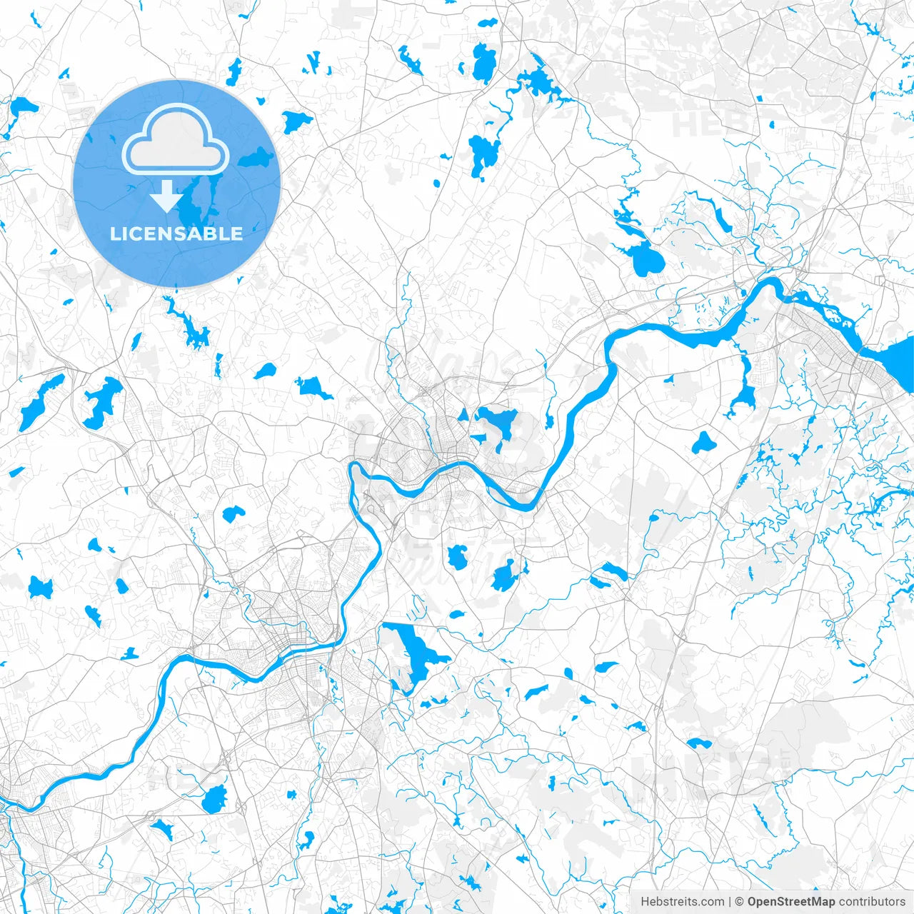 Rich detailed vector map of Haverhill, Massachusetts, USA