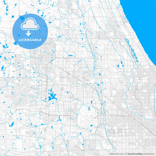 Rich detailed vector map of Mount Prospect, Illinois, USA