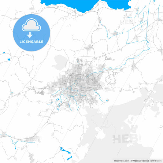 Rich detailed vector map of Morelia, Michoacán, Mexico