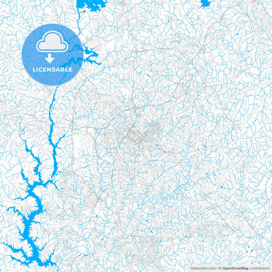 Rich detailed vector map of Charlotte, North Carolina, U.S.A.