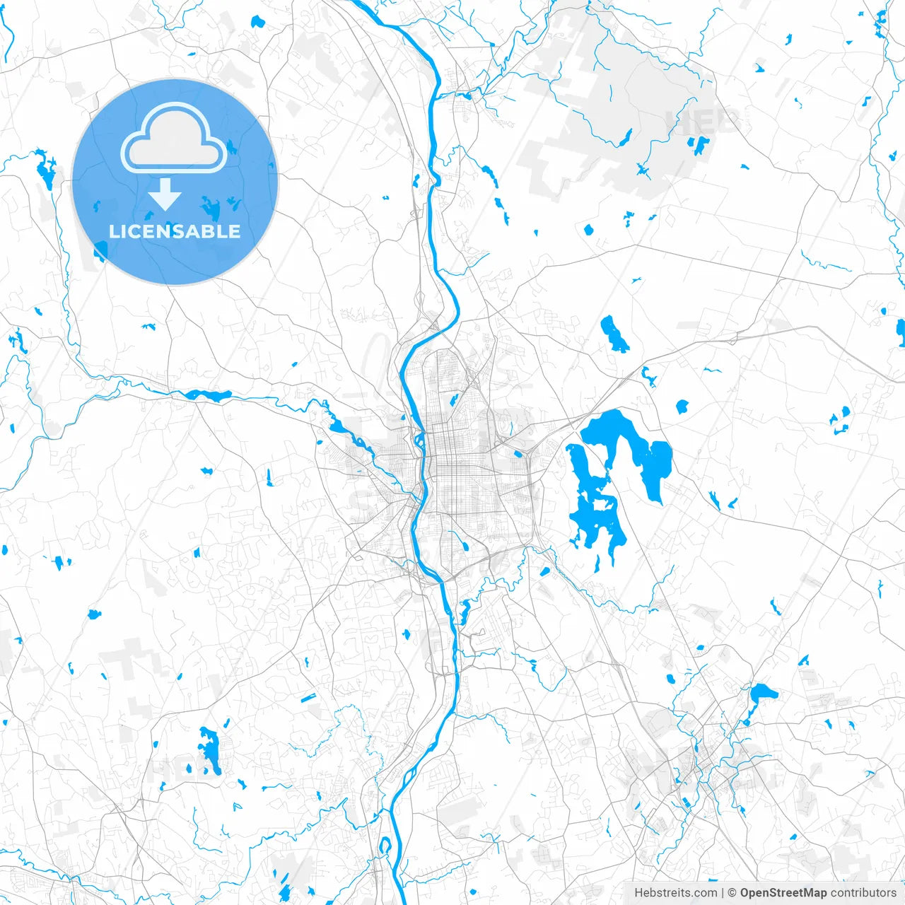 Rich detailed vector map of Manchester, New Hampshire, USA