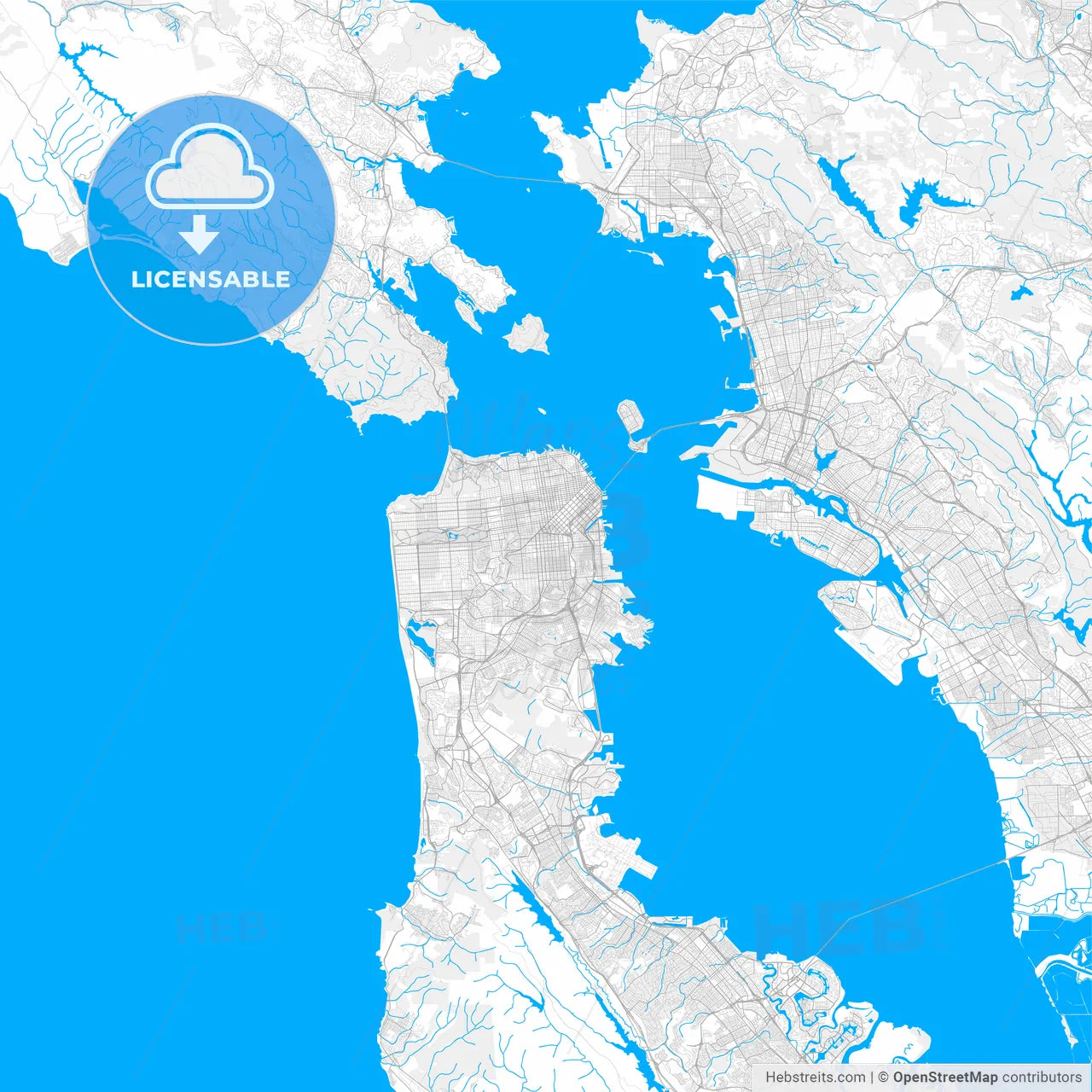 Rich detailed vector map of Mission Viejo, California, USA