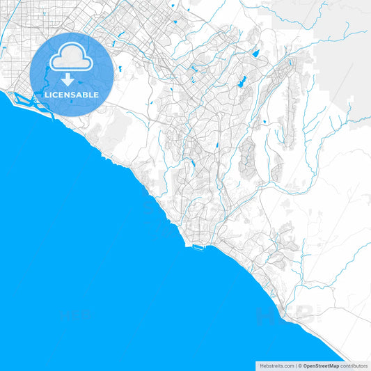 Rich detailed vector map of Laguna Niguel, California, USA