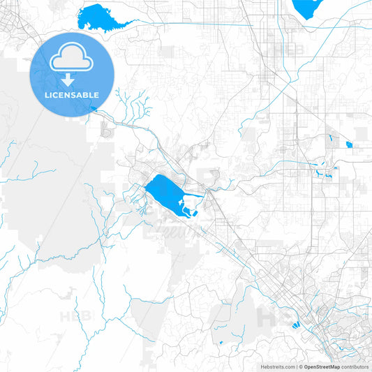 Rich detailed vector map of Lake Elsinore, California, USA