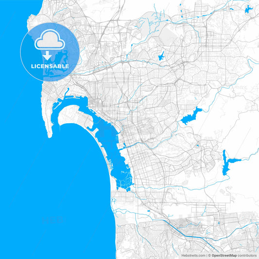 Rich detailed vector map of National City, California, USA