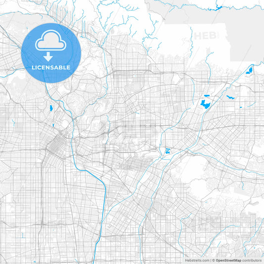 Rich detailed vector map of Monterey Park, California, USA