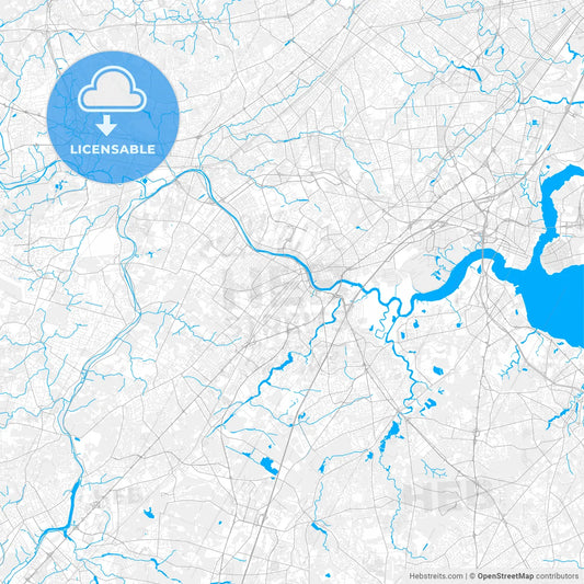 Rich detailed vector map of New Brunswick, New Jersey, USA