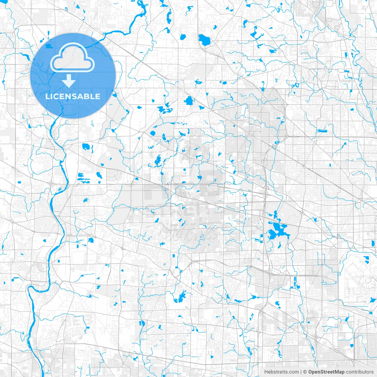 Rich detailed vector map of Hoffman Estates, Illinois, United States of America
