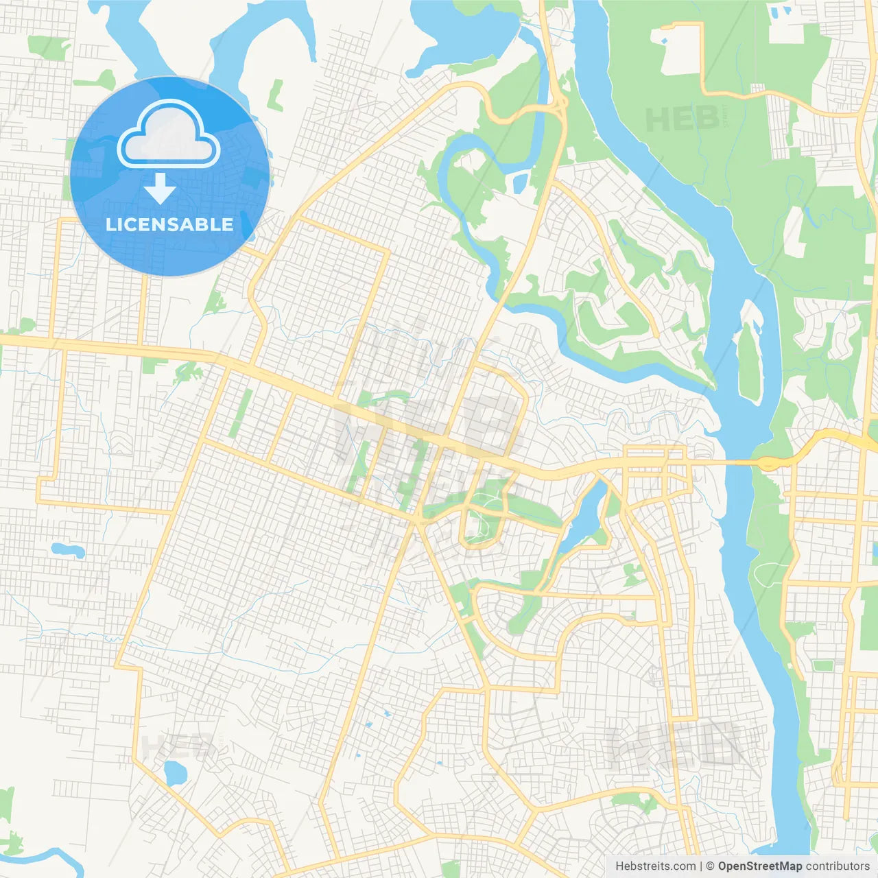 Printable street map of Ciudad del Este, Paraguay