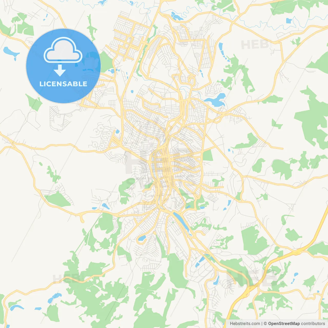 Printable street map of Braganca Paulista, Brazil