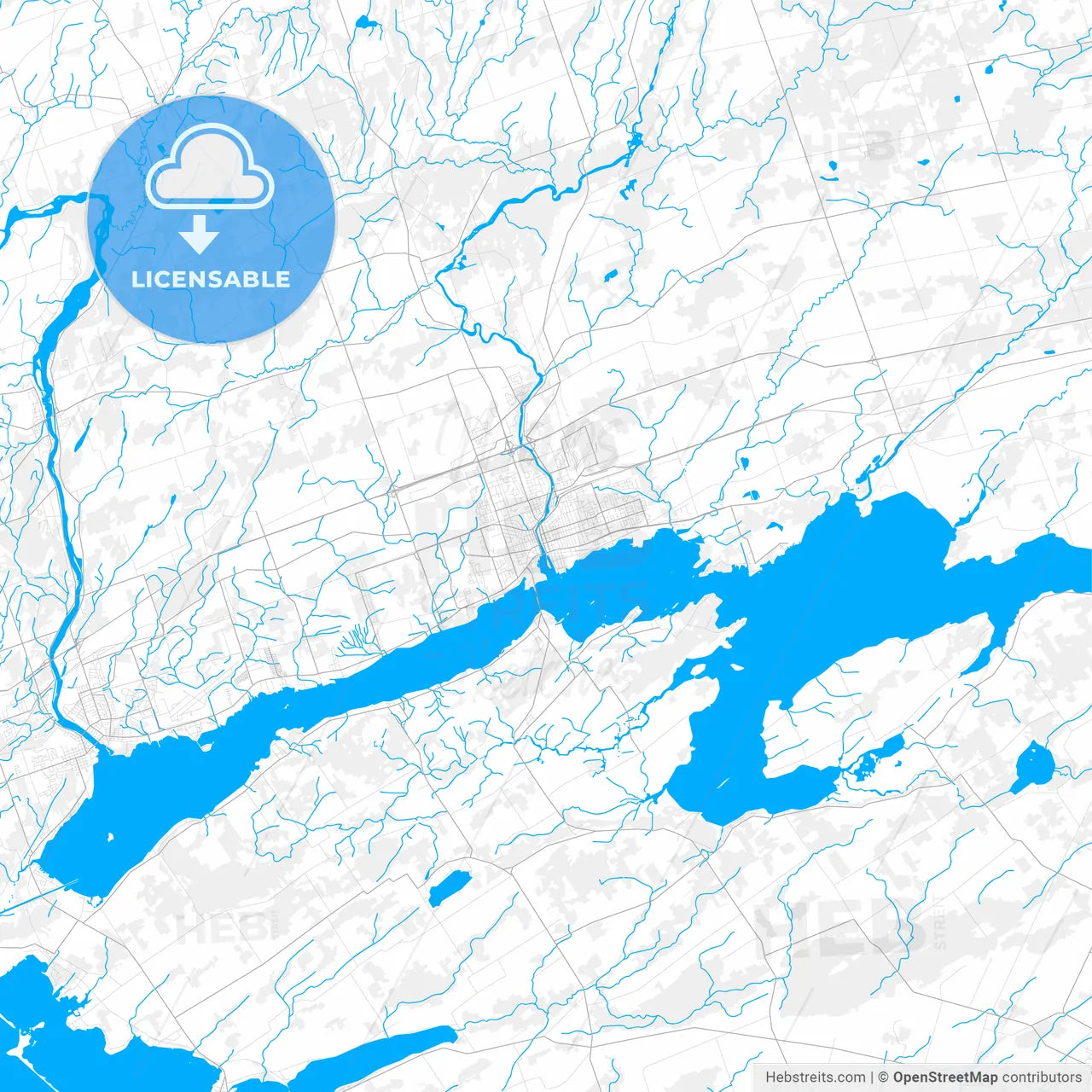 Rich detailed vector map of Belleville, Ontario, Canada