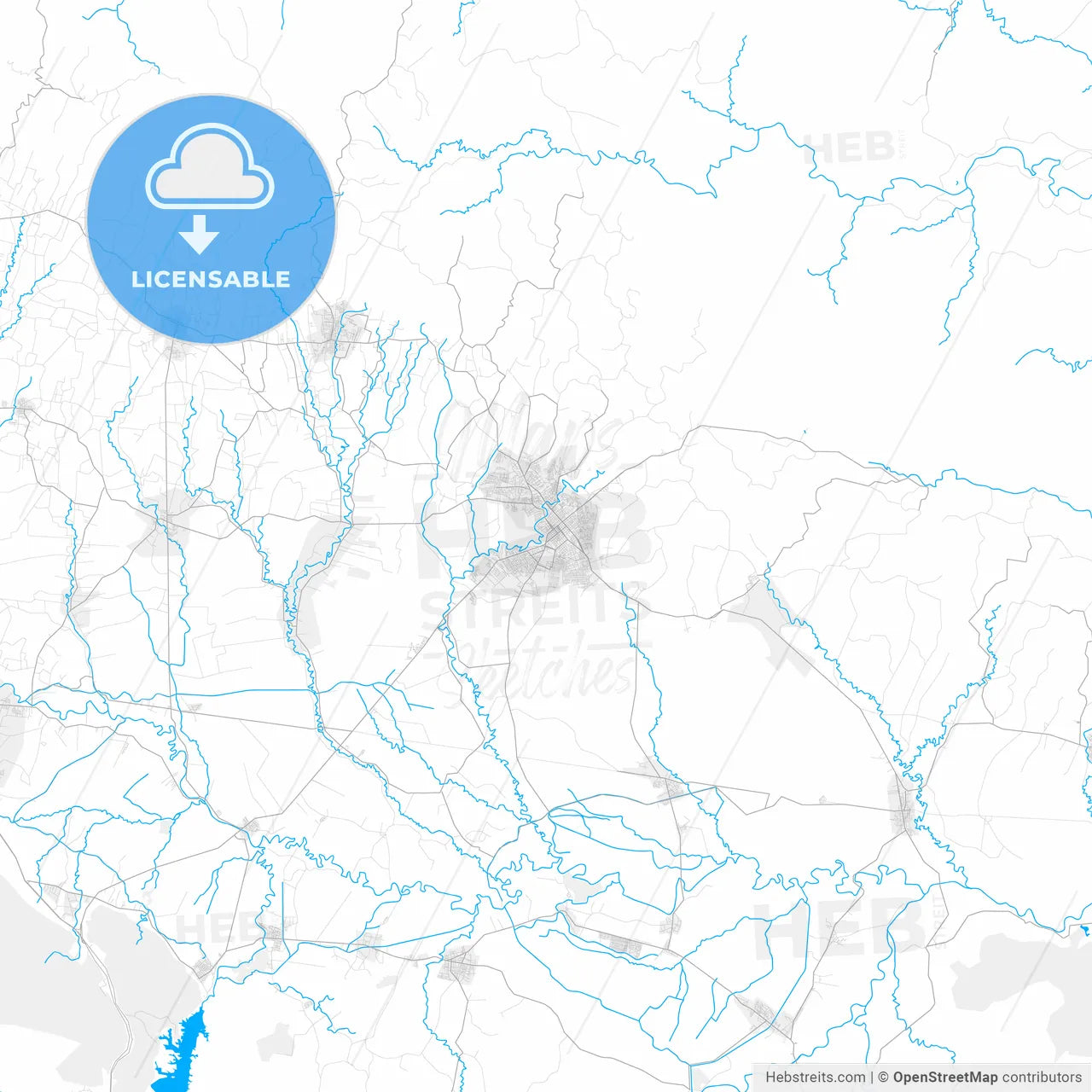 Rich detailed vector map of San Francisco de Macorís, Duarte, Dominican Republic