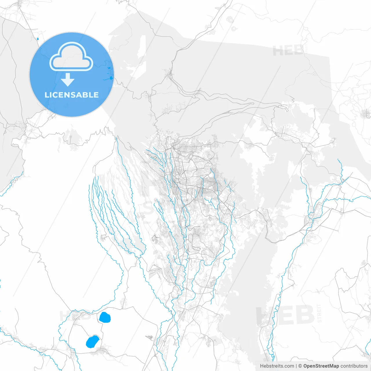 Rich detailed vector map of Cuernavaca, Morelos, Mexico