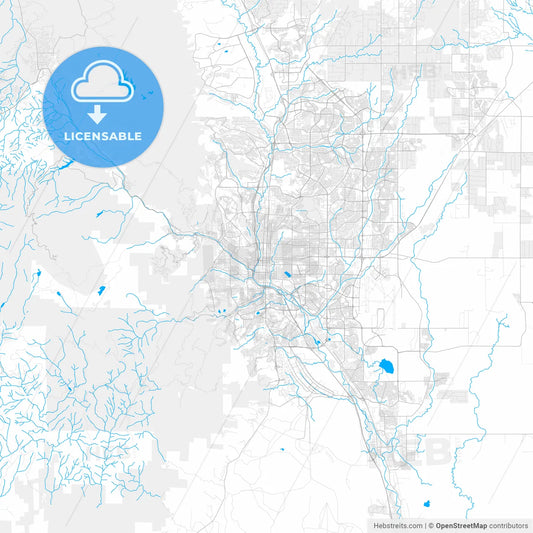 Rich detailed vector map of Colorado Springs, Colorado, U.S.A.