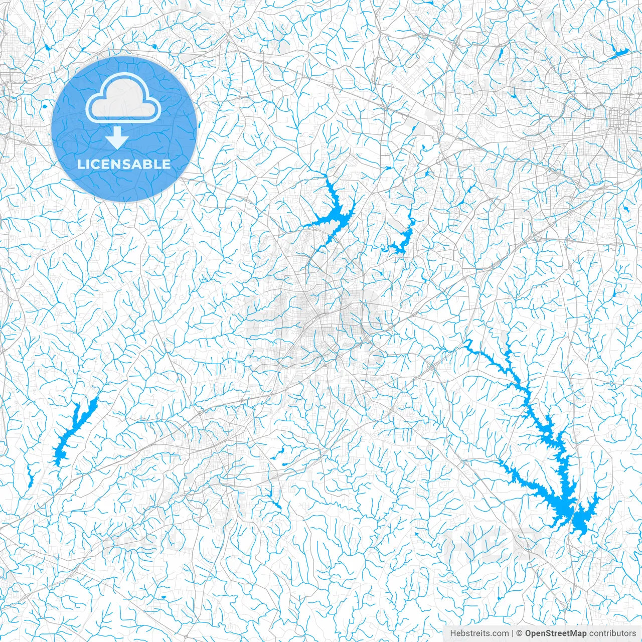 Rich detailed vector map of High Point, North Carolina, USA