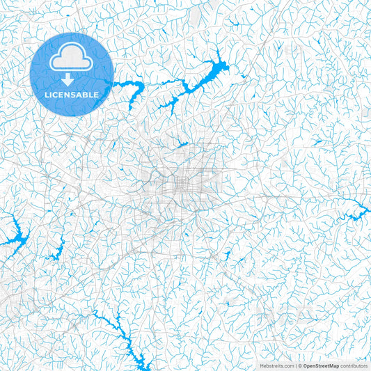 Rich detailed vector map of Greensboro, North Carolina, U.S.A.