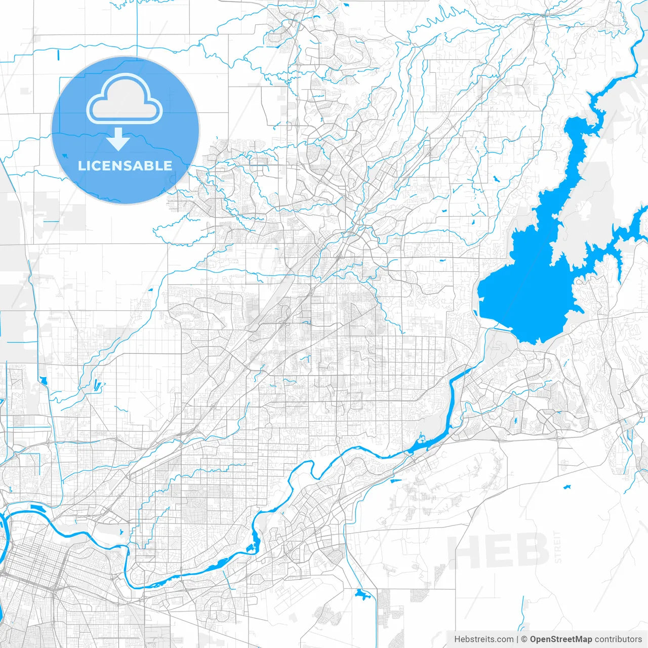Rich detailed vector map of Citrus Heights, California, USA