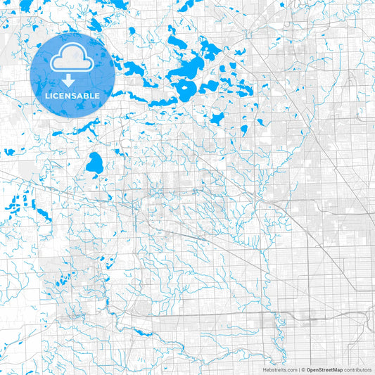 Rich detailed vector map of Farmington Hills, Michigan, USA