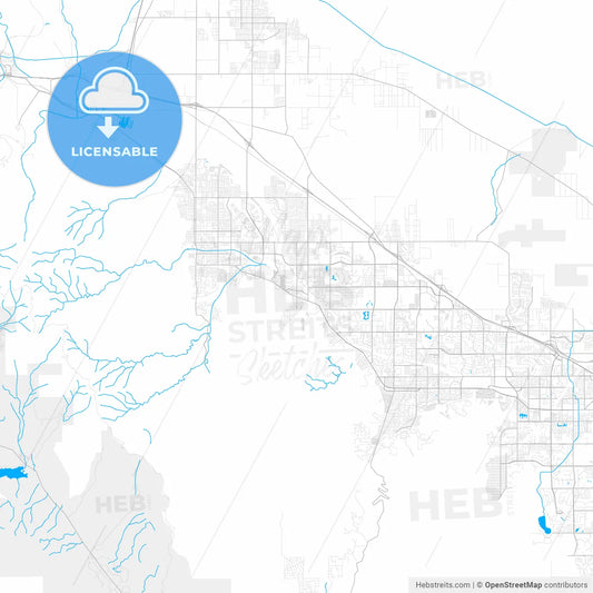 Rich detailed vector map of Cathedral City, California, United States of America