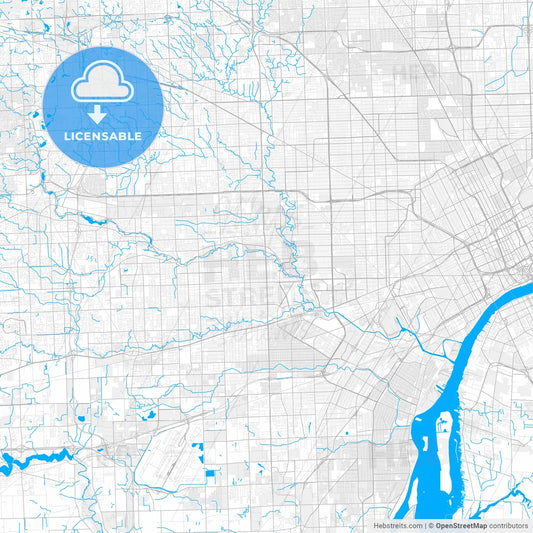 Rich detailed vector map of Dearborn Heights, Michigan, USA