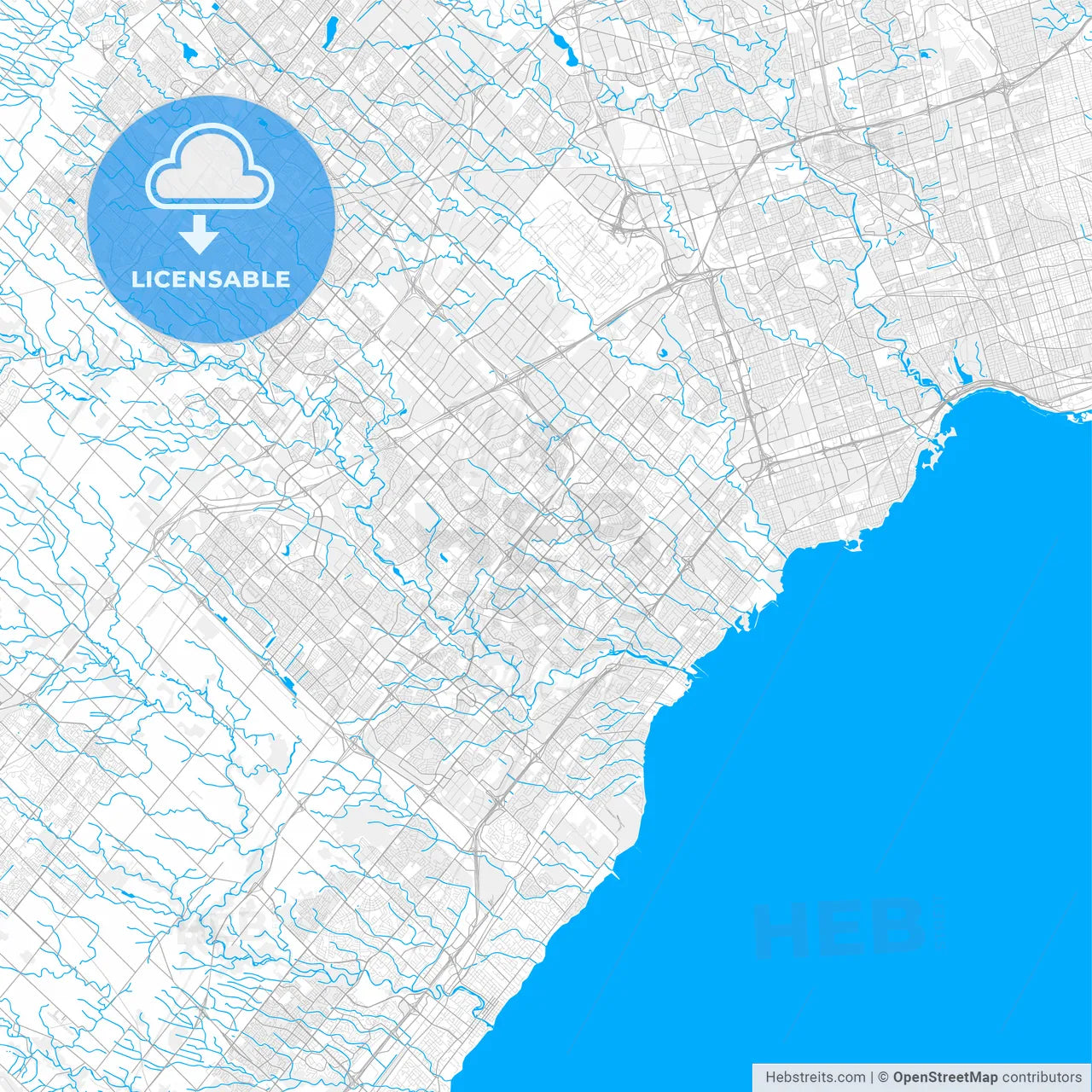 Rich detailed vector map of Mississauga, Ontario, Canada