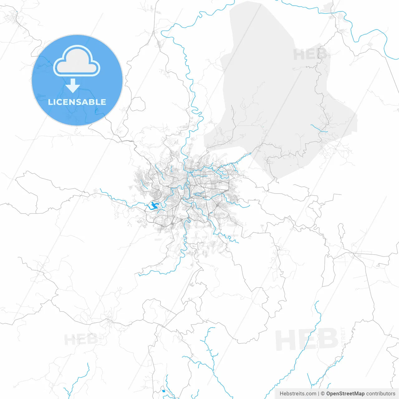 Rich detailed vector map of Tegucigalpa, Francisco Morazán, Honduras