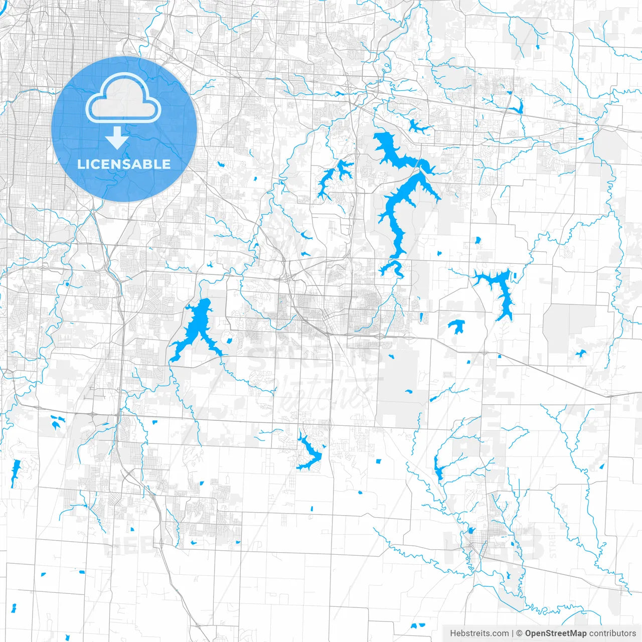 Rich detailed vector map of Lees Summit, Missouri, USA