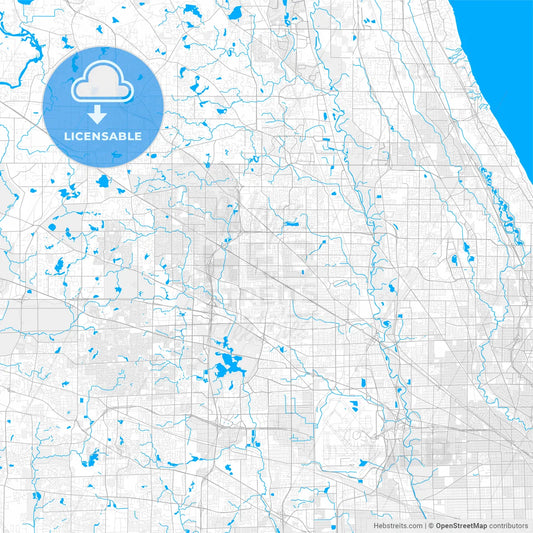 Rich detailed vector map of Arlington Heights, Illinois, USA