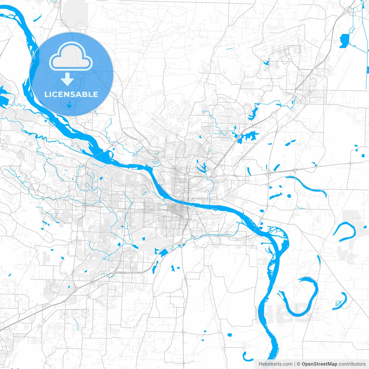 Rich detailed vector map of North Little Rock, Arkansas, USA