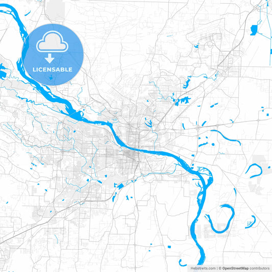 Rich detailed vector map of North Little Rock, Arkansas, USA