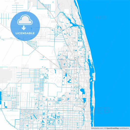 Rich detailed vector map of Palm Beach Gardens, Florida, United States of America