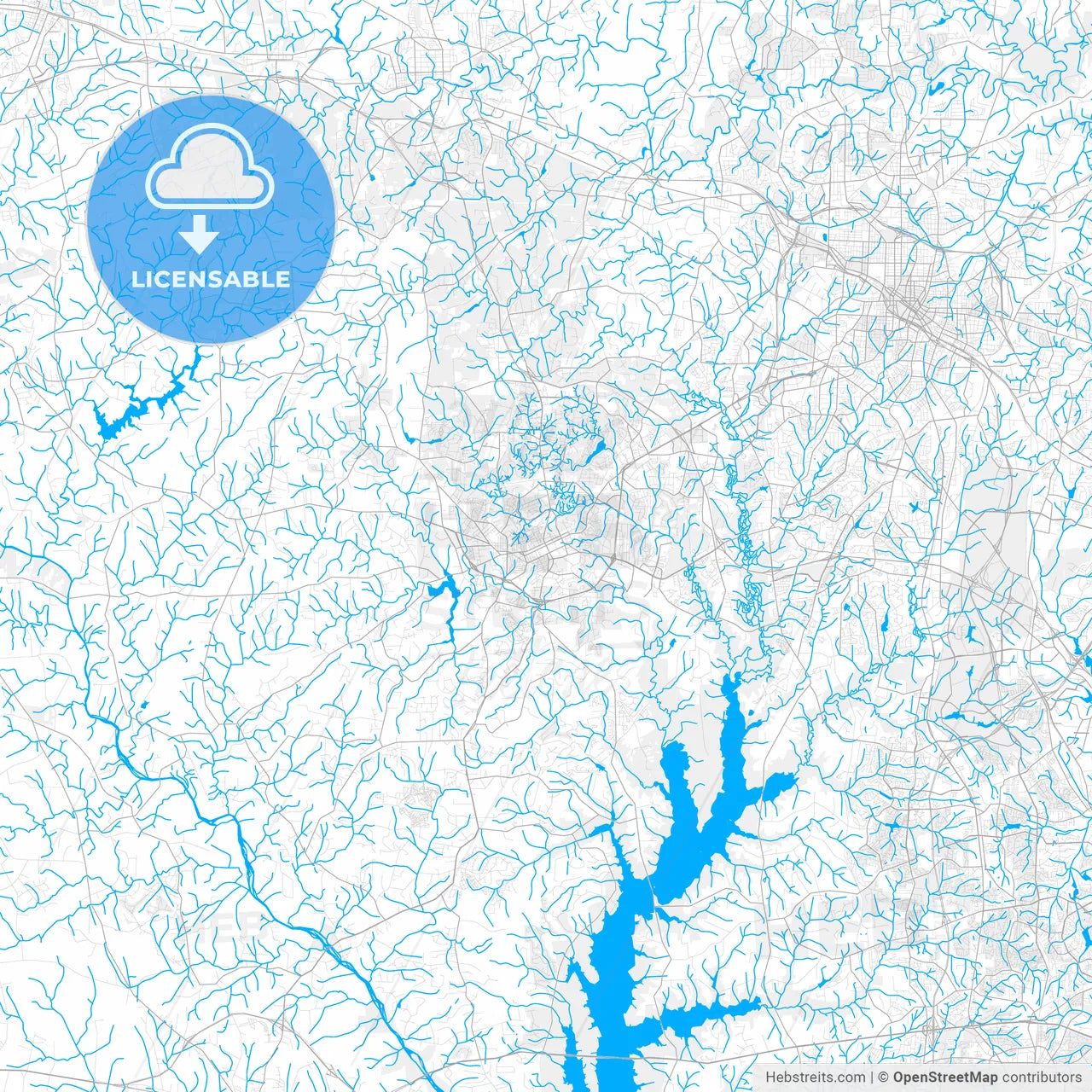 Rich detailed vector map of Chapel Hill, North Carolina, USA