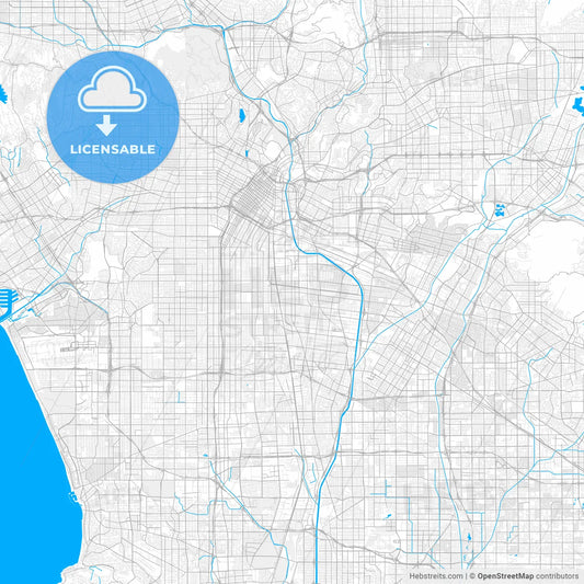 Rich detailed vector map of Huntington Park, California, USA