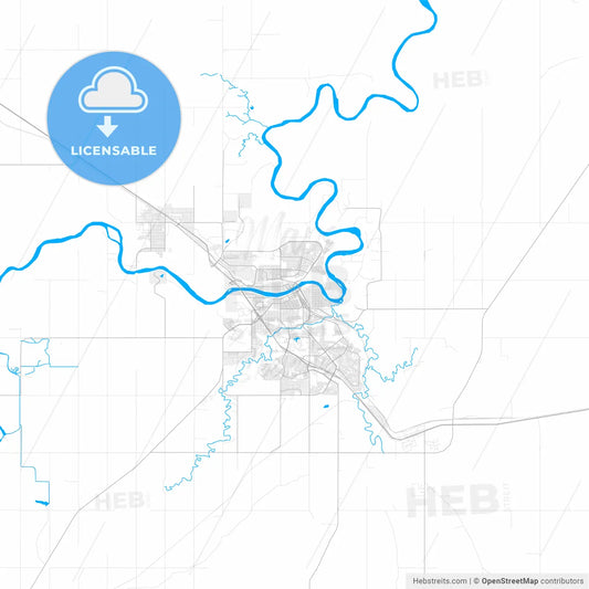 Rich detailed vector map of Medicine Hat, Alberta, Canada