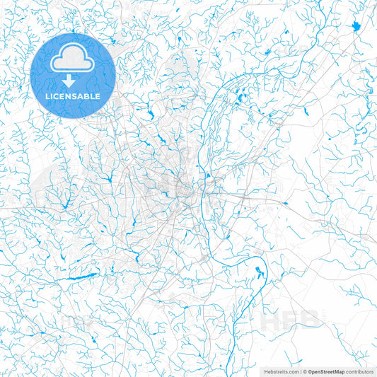 Rich detailed vector map of Fayetteville, North Carolina, USA