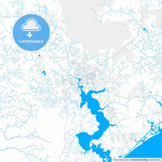 Rich detailed vector map of Jacksonville, North Carolina, USA