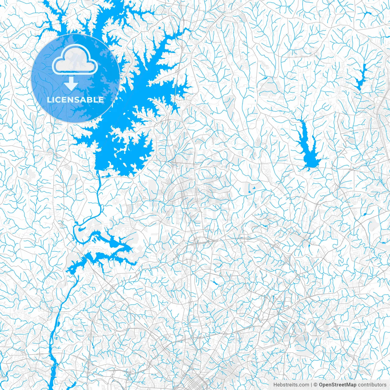 Rich detailed vector map of Huntersville, North Carolina, USA
