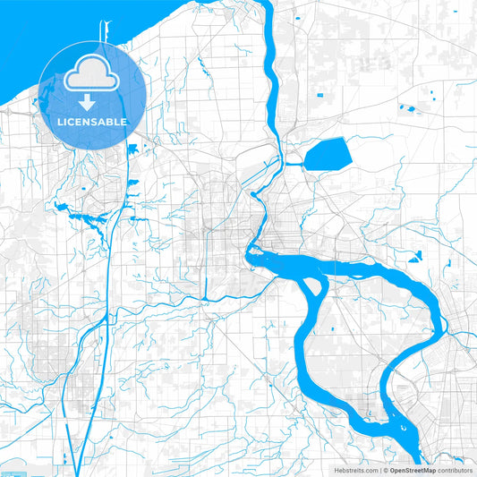 Rich detailed vector map of Niagara Falls, Ontario, Canada
