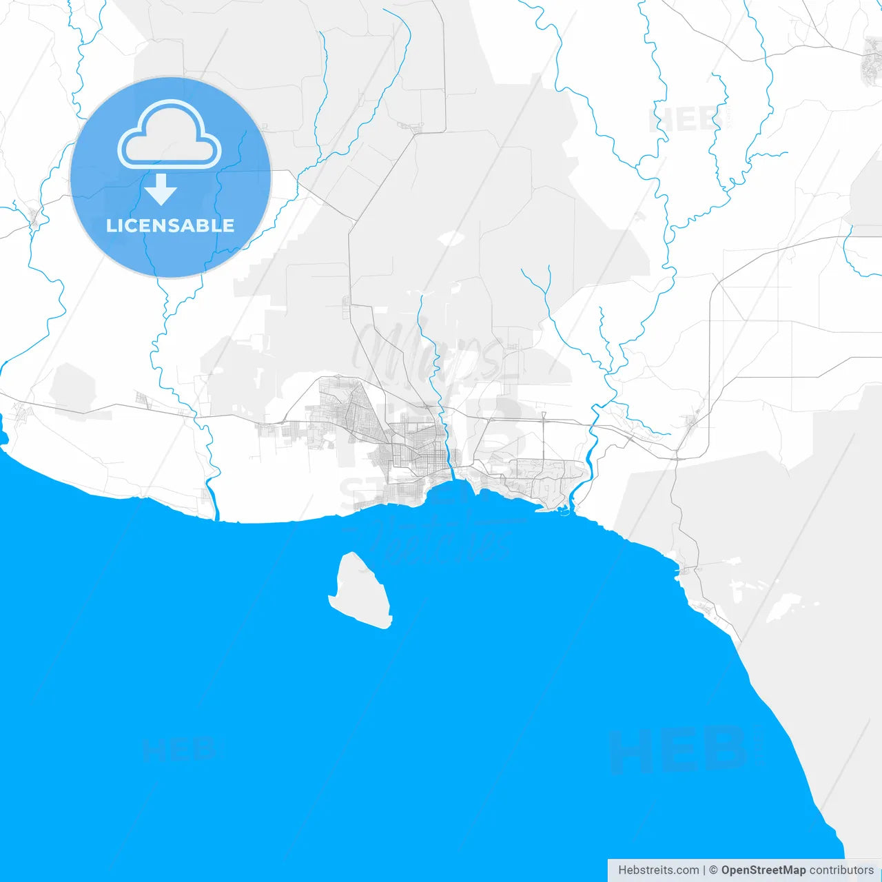 Rich detailed vector map of La Romana, La Romana, Dominican Republic