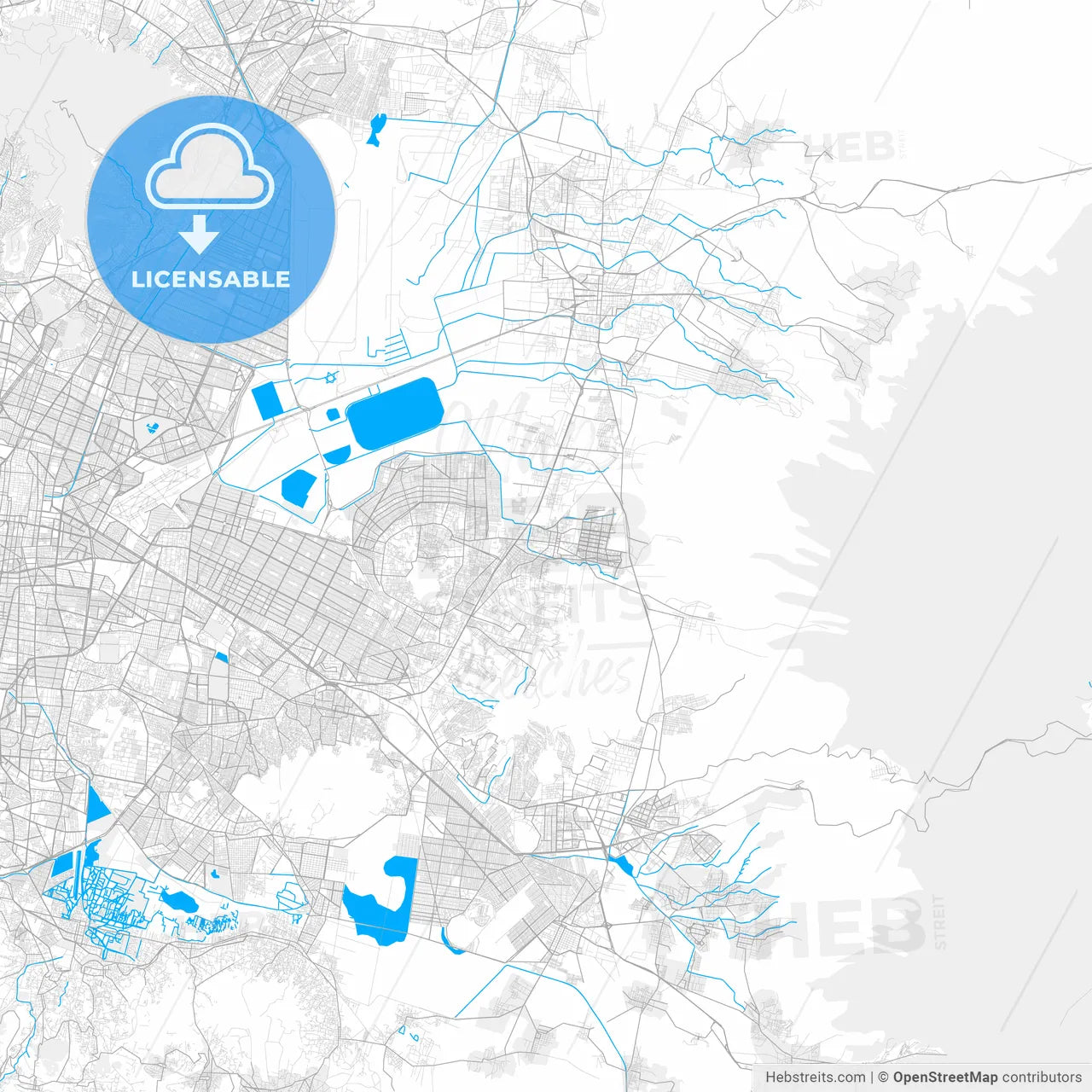 Rich detailed vector map of Chicoloapan de Juárez, México, Mexico