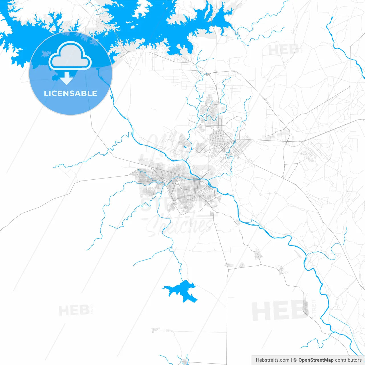 Rich detailed vector map of Ciudad Acuña, Coahuila, Mexico