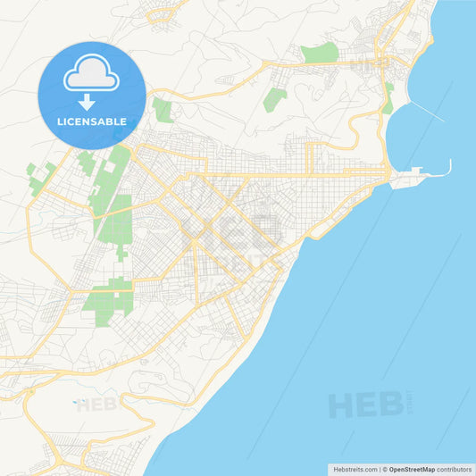 Printable street map of Comodoro Rivadavia, Argentina