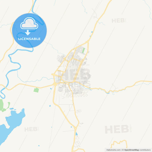 Printable street map of Guadalajara de Buga, Colombia